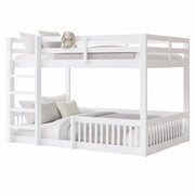 Letto a Castello 160x200 cm; 2 Posti - Con Sponde - in MDF e Legno di Pino - Bianco