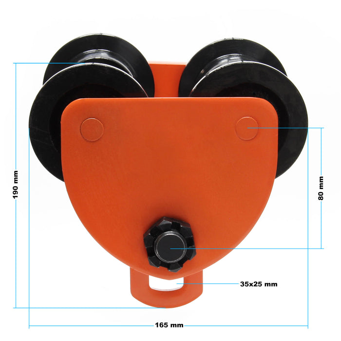 Carrello porta paranco a spinta Max 500kg Regolabile 75-125mm