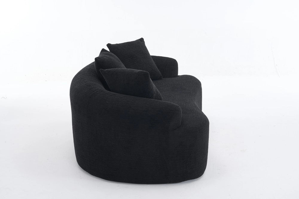 Divano 2 posti con cuscini ¨C Minimal ¨C Nero tessuto compatto