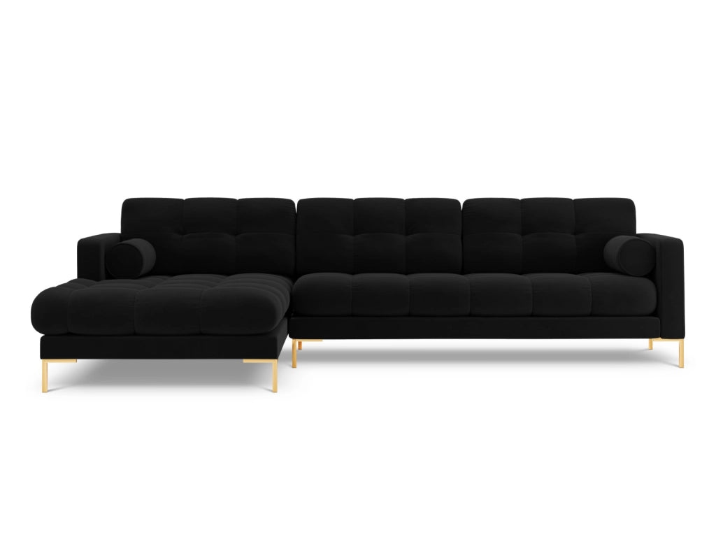 Cosmopolitan Design - Divano angolare sinistro "Bali" 5 posti in velluto nero 