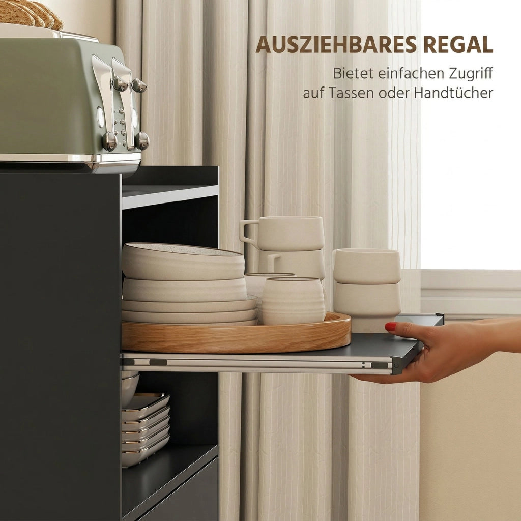 Carrello da cucina con ripiani e cassetto ¨C zephmum ¨C 59x40x92 cm nero