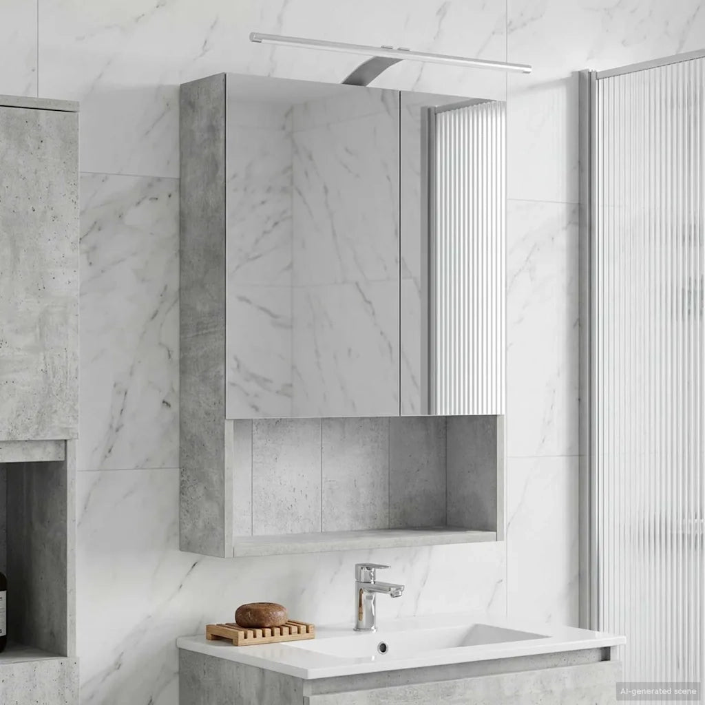 Mobiletto per specchio da bagno con lo scaffale Grigio cemento