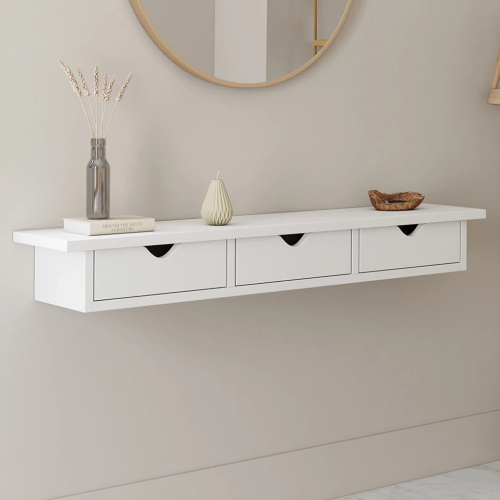 IDMarket - Estantería de pared LISE blanca de 3 cajones