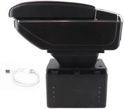 Sostegno per braccio - Sostegno per braccio regolabile per auto - interfaccia USB - Nero - Cassetto di stoccaggio per console centrale - Adatto a qualsiasi auto - Universale