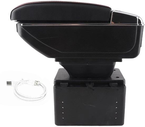 Sostegno per braccio - Sostegno per braccio regolabile per auto - interfaccia USB - Nero - Cassetto di stoccaggio per console centrale - Adatto a qualsiasi auto - Universale