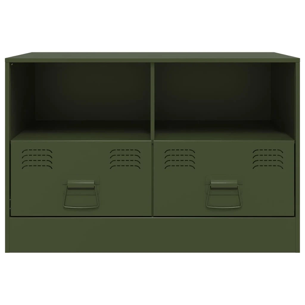 Mobile TV multimediale scaffale TV mobile TV sala da pranzo soggiorno camera da letto verde oliva 67 x 39 x 44 cm acciaio verde 02_0028262