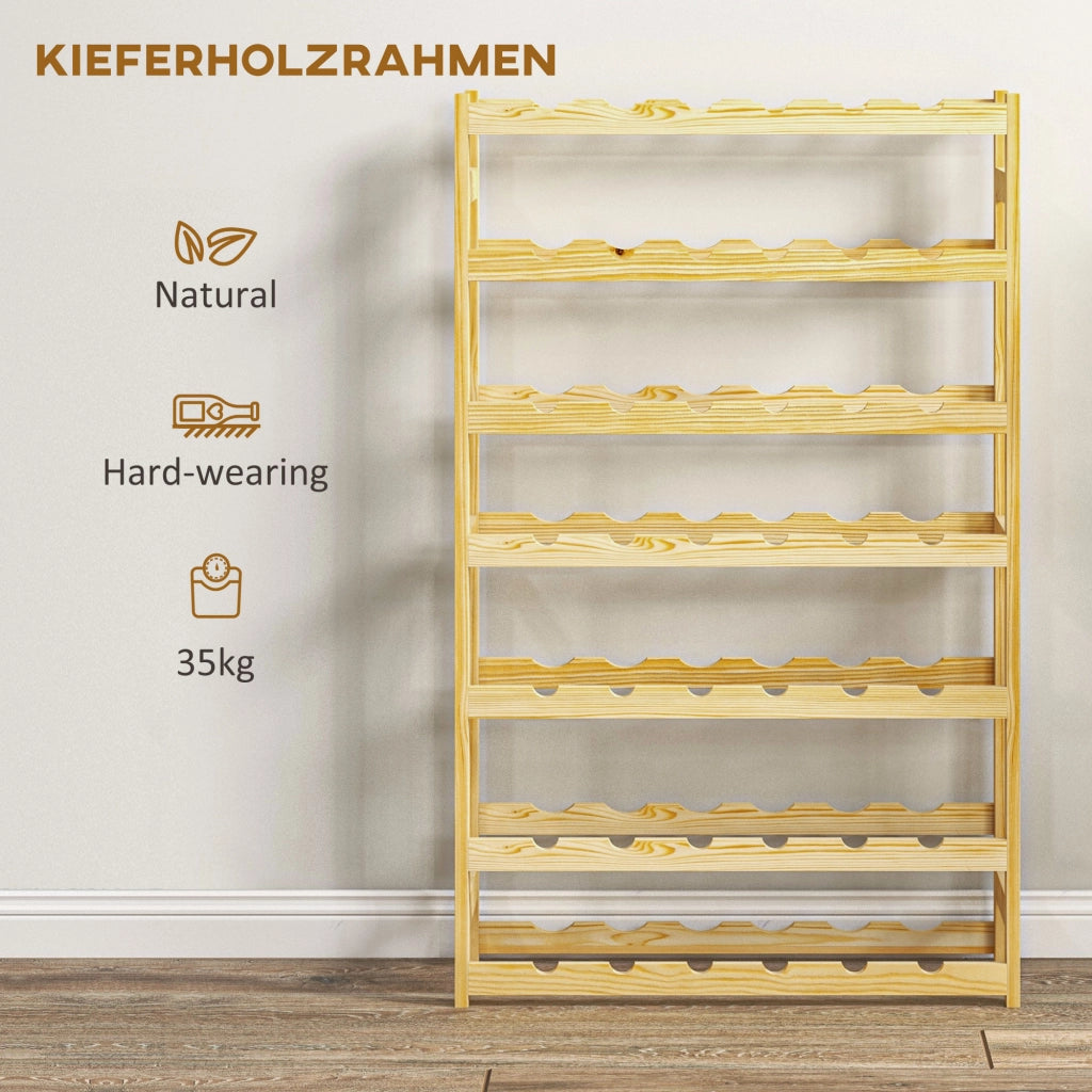Libreria per vini 7 livelli ¨C Minimal ¨C legno di pino 63x25x102 cm naturale