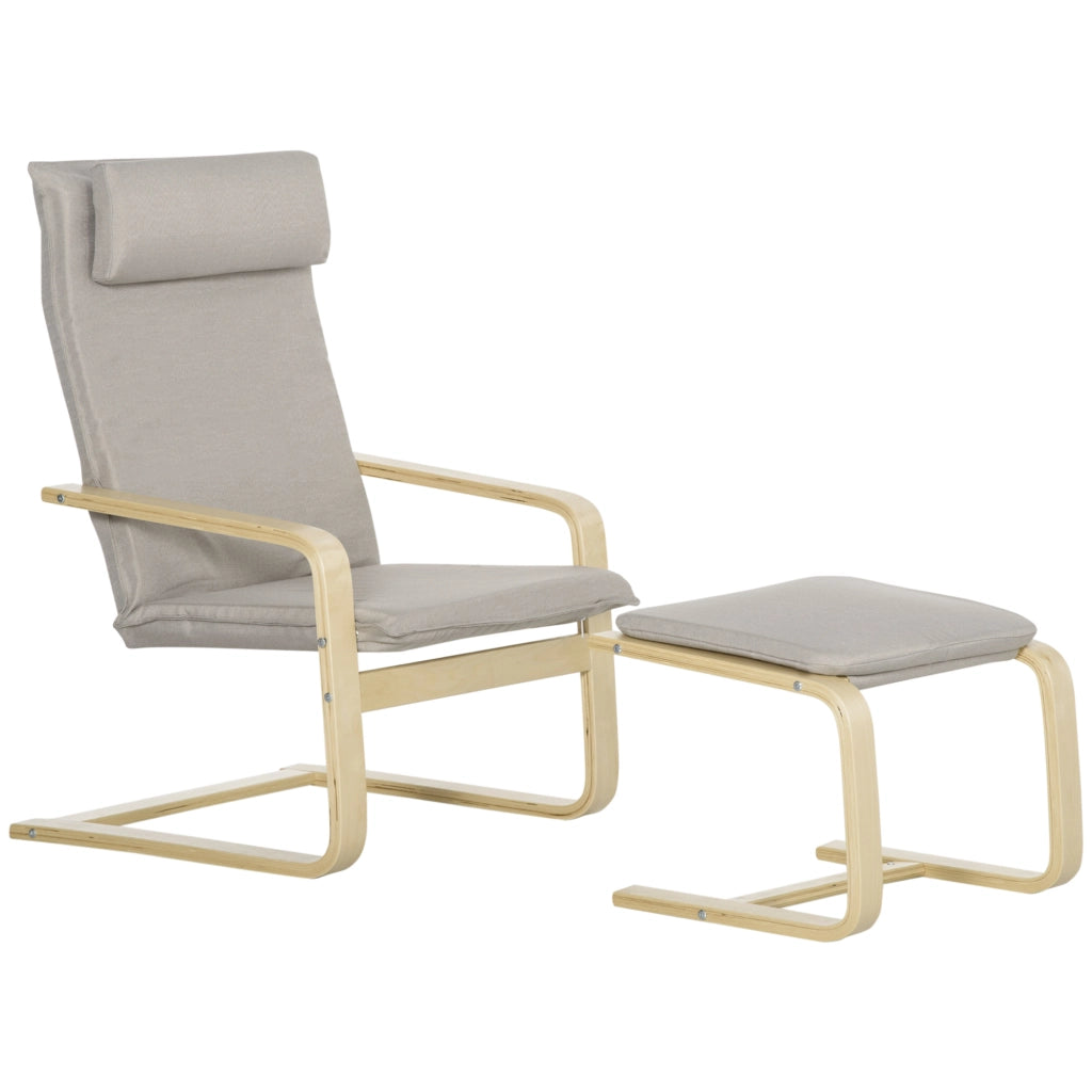Poltrona Relax con Poggiapiedi ¨C Zephmum ¨C Grigio 67x78x92 cm