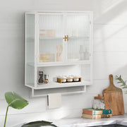 Mobiletto Bagno con Ante in Vetro e Pensile ¨C MINIMAL ¨C Bianco, 60 cm