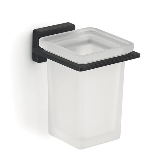 Portaspazzolini da muro in acciaio inox e Cromall 4410 Gedy serie ATENA Nero Opaco