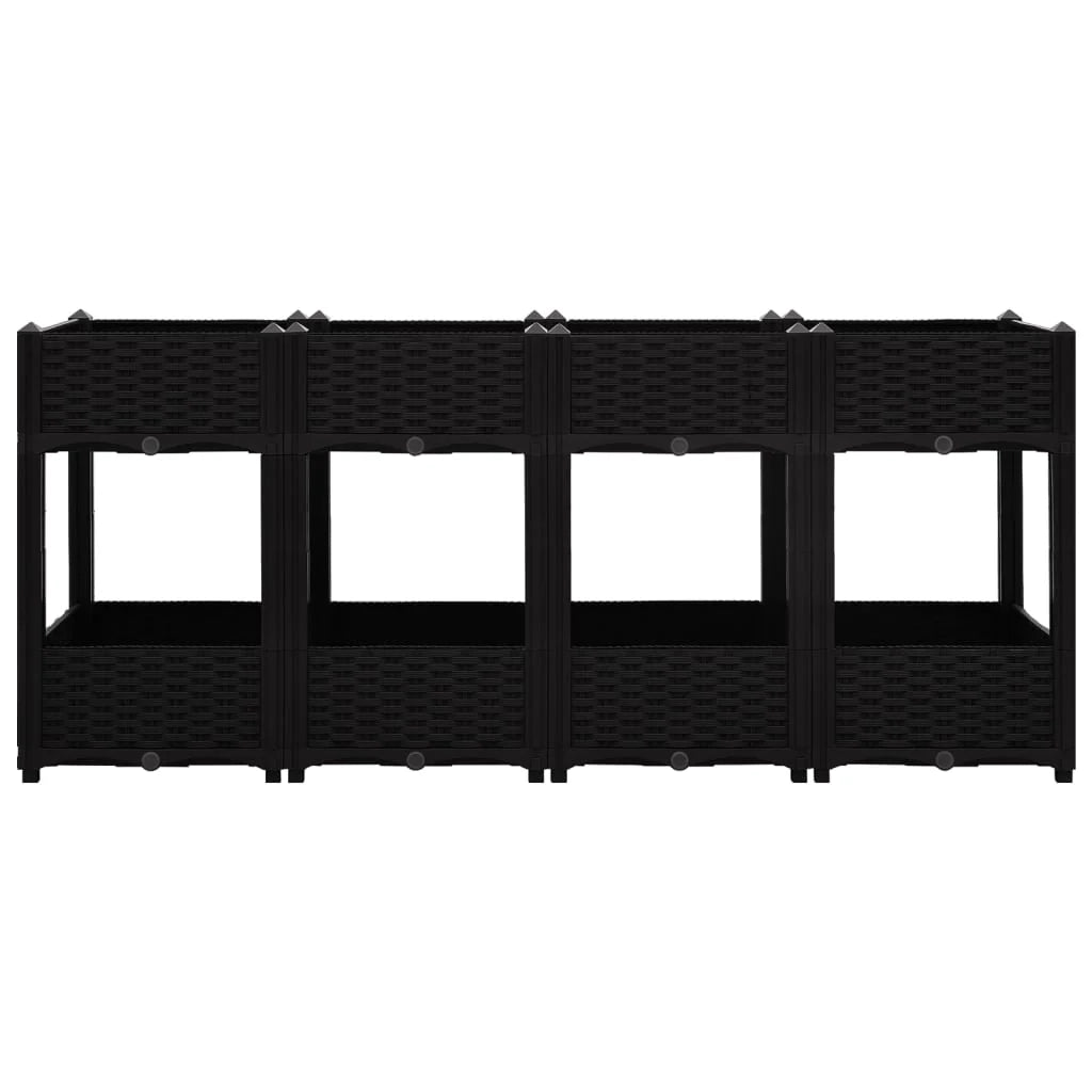 Fioriera rialzata per piante e fiori giardino 160 x 40 x 71 cm polipropilene nero 02_0000923