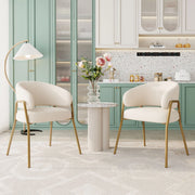 Sedia da Pranzo in Velluto Bianco con Gambe Oro ¨C MINIMAL ¨C Set 2 Pezzi