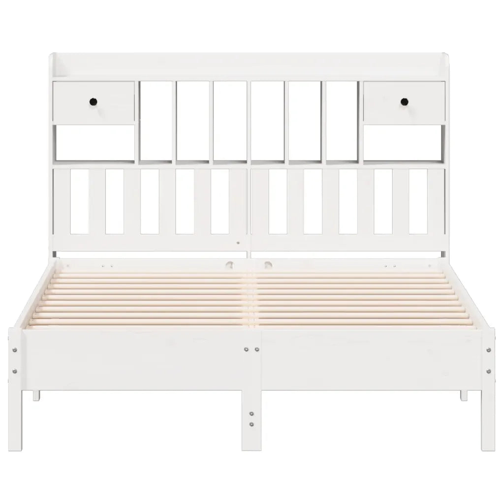 Letto Libreria senza Materasso Bianco 150x200 cm Legno di Pino 3322907