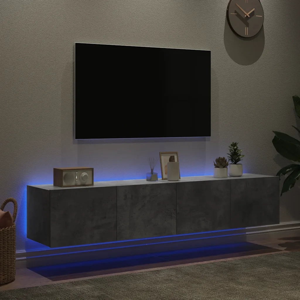 Mobili TV a Parete con Luci LED 2pz Grigio Cemento 80x35x31 cm 837288