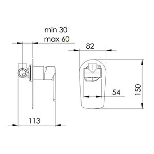 Miscelatore incasso vasca/doccia senza deviatore serie vanity