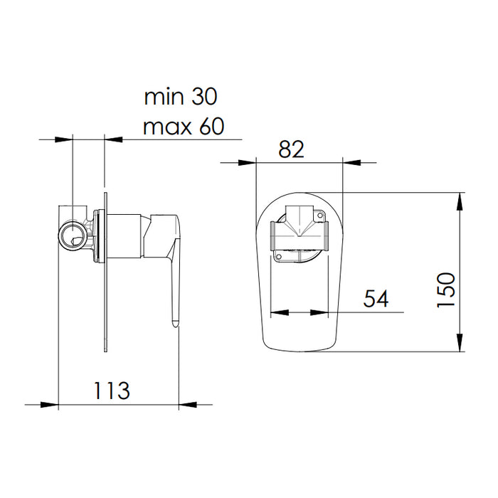 Miscelatore incasso vasca/doccia senza deviatore serie vanity