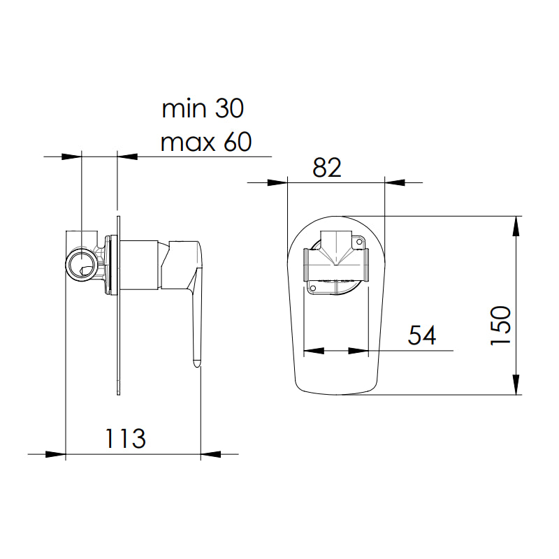 Miscelatore incasso vasca/doccia senza deviatore serie vanity