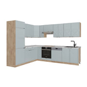 Cucina angolare completa Fame-Line Blu-grigio chiaro/Rovere dorato 227 x 60 cm, PL Marmo Vicco