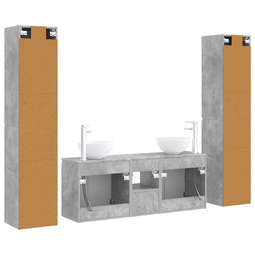 Set di mobili per il bagno 5 pz Grigio Cemento 3406026