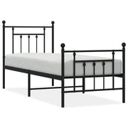 Letto singolo | Letto per adulti | Giroletto con Testiera e Pediera Metallo Nero 75x190 cm