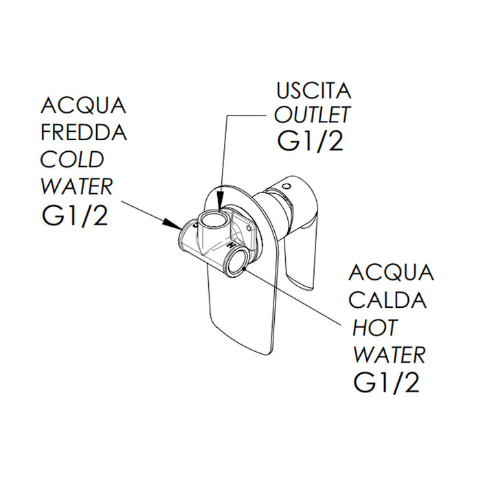 Miscelatore incasso vasca/doccia senza deviatore serie vanity