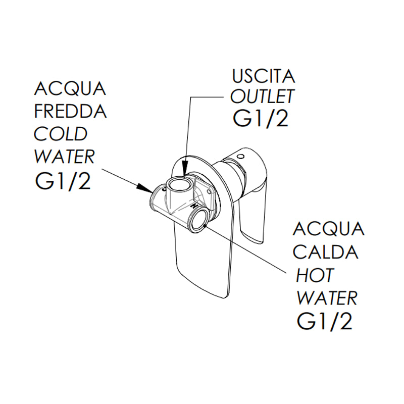 Miscelatore incasso vasca/doccia senza deviatore serie vanity