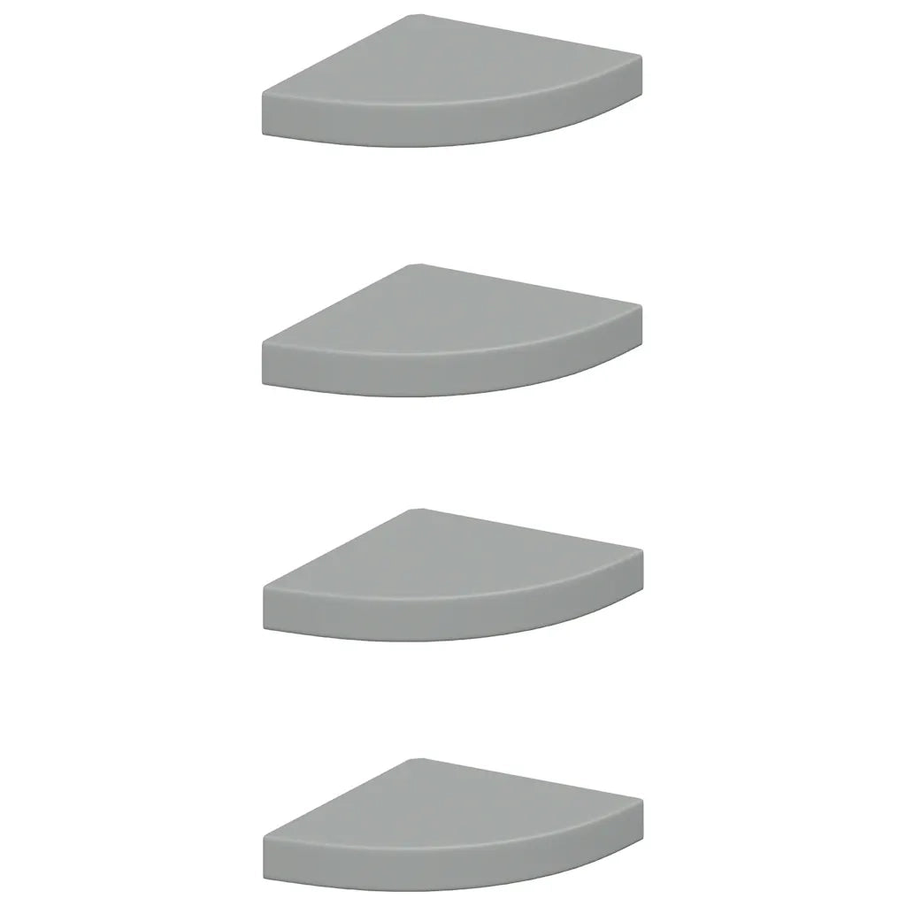 4 pz Scaffali Angolari a Parete | Mensola sospesa Grigi 25x25x3,8 cm in MDF