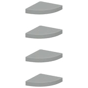 4 pz Scaffali Angolari a Parete | Mensola sospesa Grigi 25x25x3,8 cm in MDF