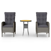Set da Bistrot per Giardino 3 pz | Set Salotto da Giardino in Polyrattan Grigio