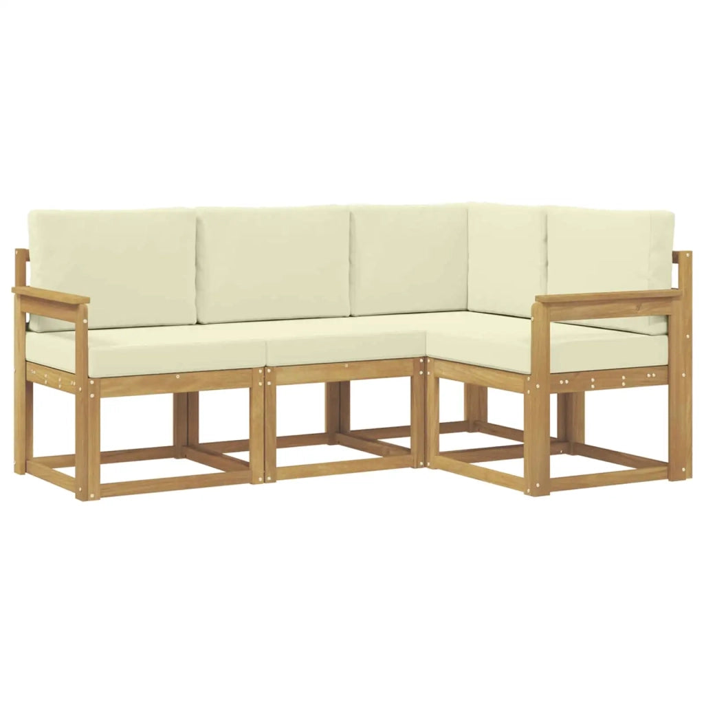 Set di divani da esterno 4 pz Bianco e Crema 3387549