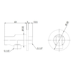 Presa acqua e supporto doccino minimale nero opaco