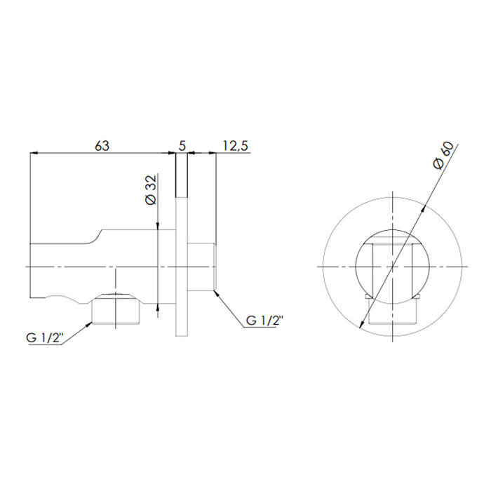 Presa acqua e supporto doccino minimale nero opaco