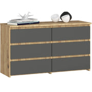 Cassettiera CL100 compatta AKORD Quercia Artisan 100 cm 6 cassetti inserto frontale Grigio Grafite 100x35x57 cm