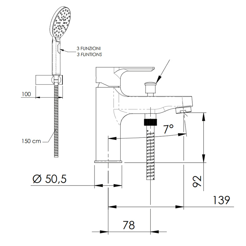 Miscelatore per lavabo dotato di deviatore con doccino serie Energy