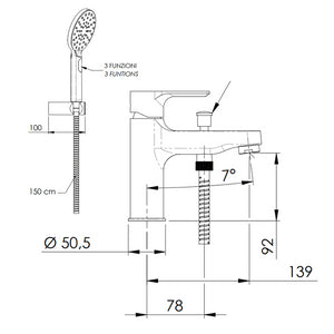 Miscelatore per lavabo dotato di deviatore con doccino serie Energy