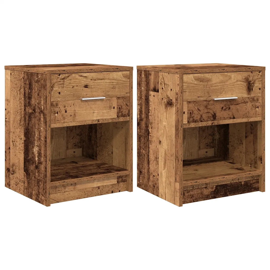 Comodini 2 pz con Cassetto Legno Antico 40x34x50 cm 858782
