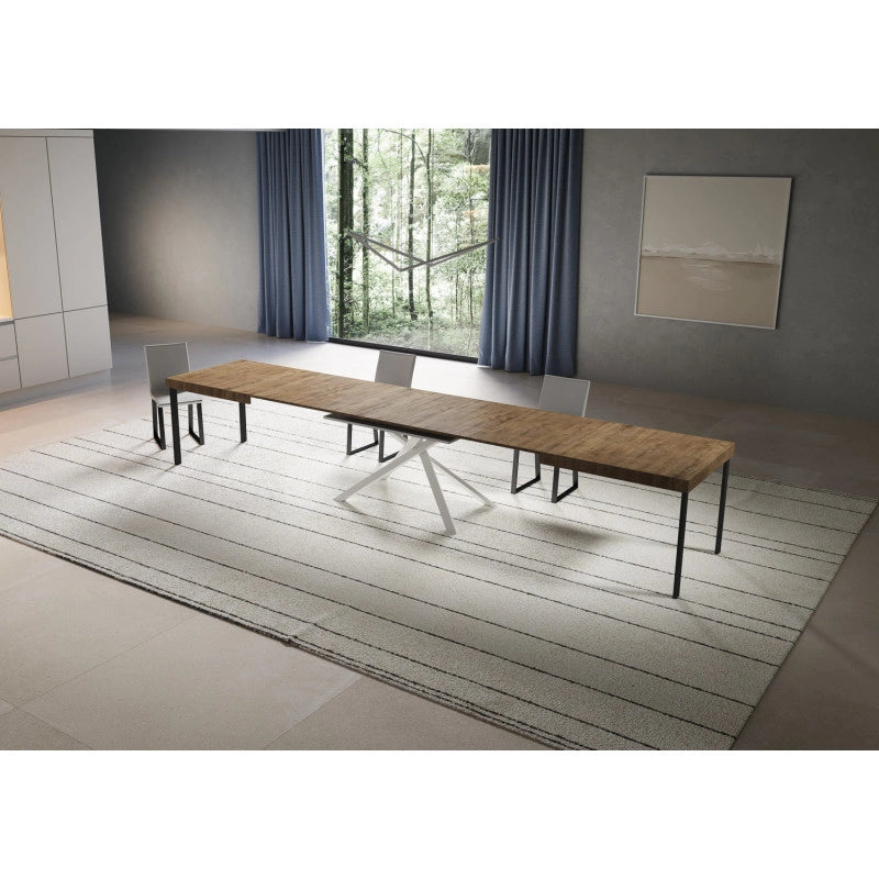 Tavolo allungabile 200/460x90 cm Niket telaio Bianche - Noce