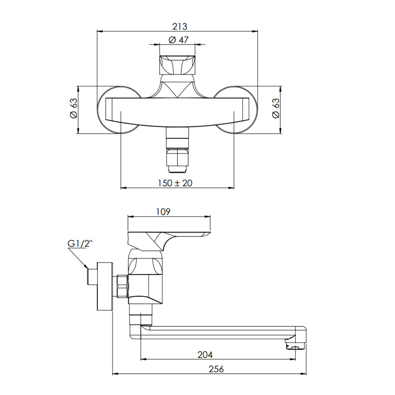 Rubinetto per lavello a muro - serie infinity