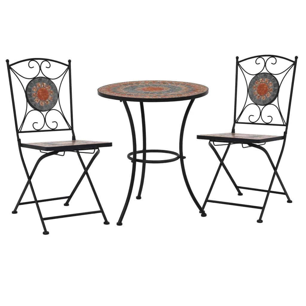 Set BistrÃ² 3 pz con Mosaico in Ceramica Arancione/Grigio  cod mxl 39367