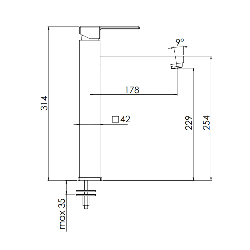 Rubinetto lavabo alto qubika