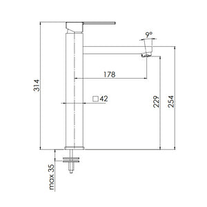 Rubinetto lavabo alto qubika