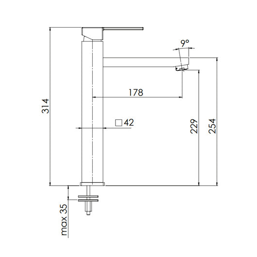 Rubinetto lavabo alto qubika
