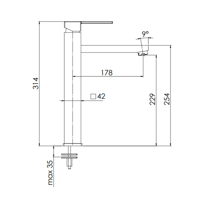 Rubinetto lavabo alto qubika