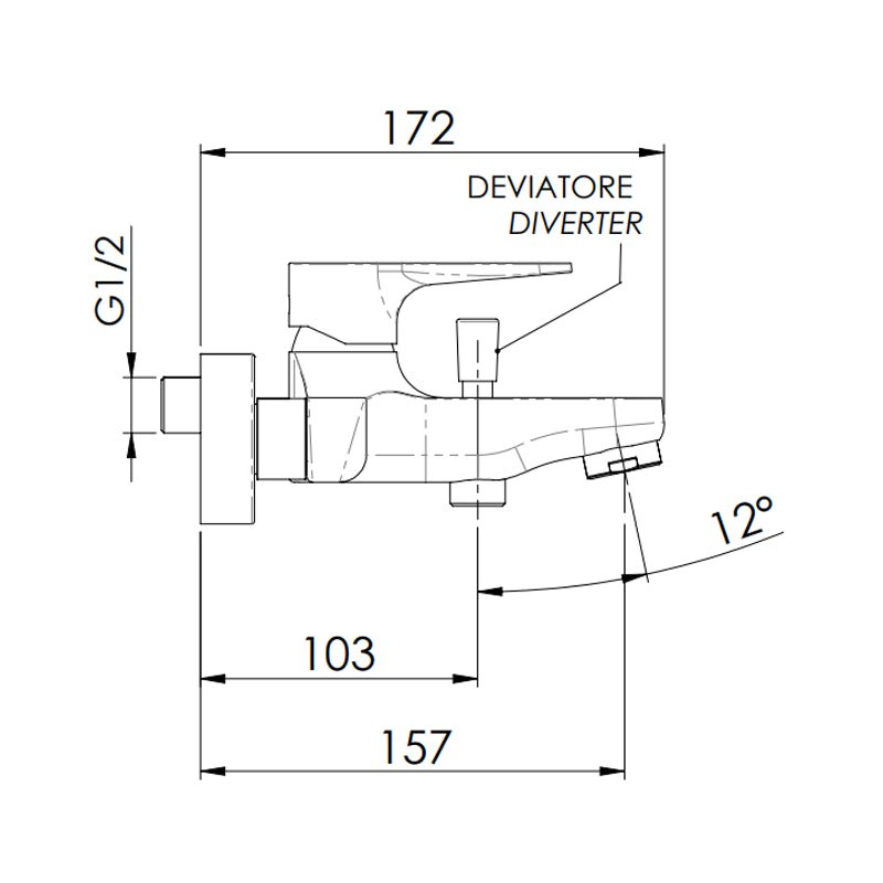 Rubinetto vasca esterno con kit doccia anticalcare a 4 funzioni - serie winner