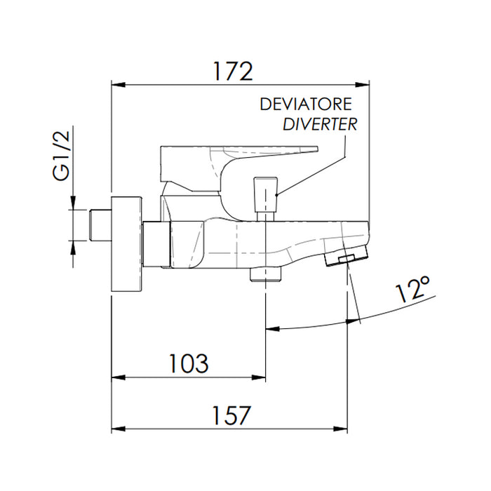 Rubinetto vasca esterno con kit doccia anticalcare a 4 funzioni - serie winner