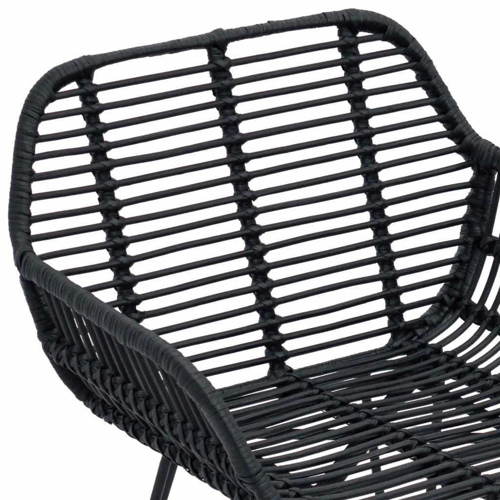 Sedia da pranzo 2 pcs Rattan e Ferro Nero 55 x 50 x 74 cm