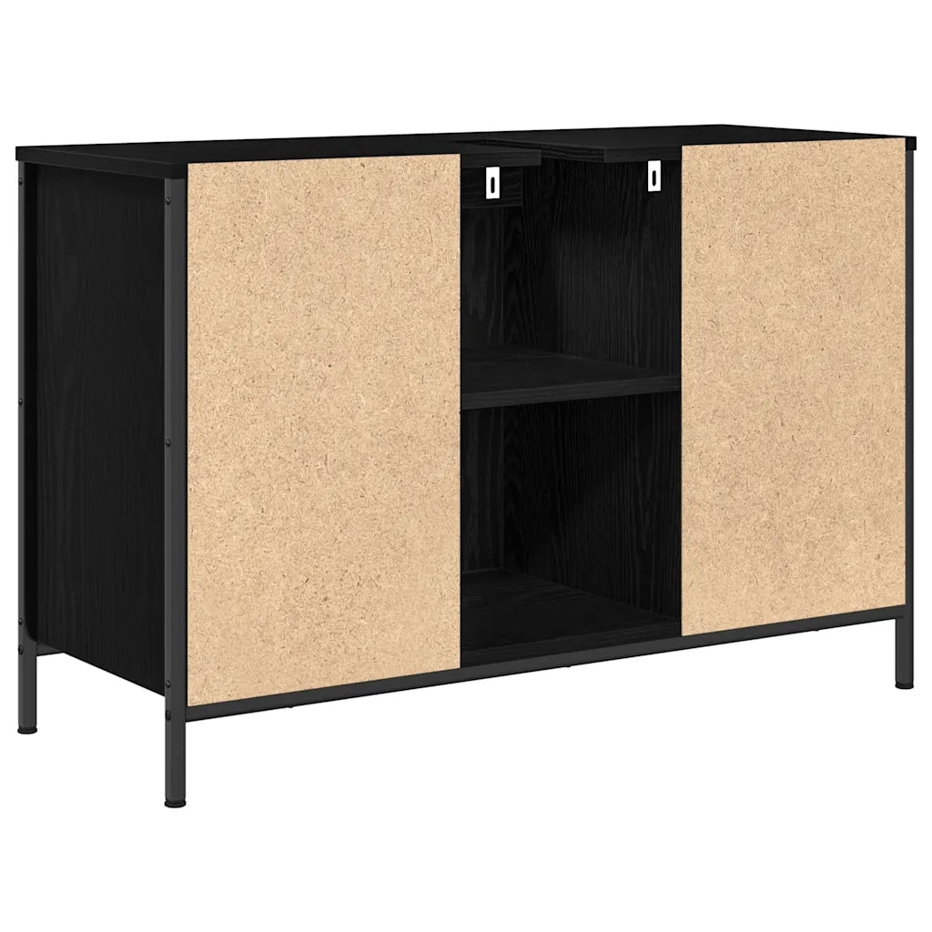 Mobile Lavabo con Cassetti-Armadietto da bagno Rovere Nero 90x34,5x60 cm