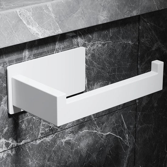 Supporto per carta igienica, senza foratura, supporto per carta igienica bianco, supporto per carta igienica in acciaio inossidabile, supporto per carta igienica con adesivo per la stanza da bagno, accessori da bagno eleganti