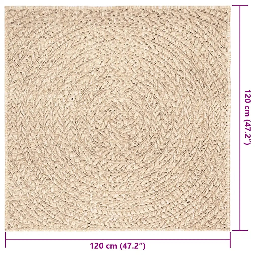 Tappeto ZIZUR Beige 120x120 cm Aspetto Iuta Interni ed Esterni 4010406