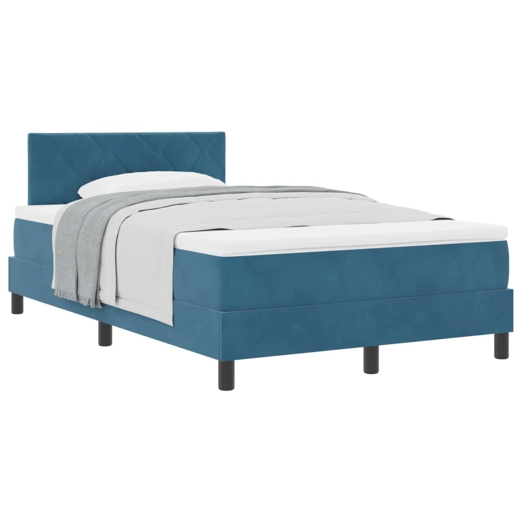 Letto a molle con materasso Blu Scuro 120 x 200 cm Velluto 3339234